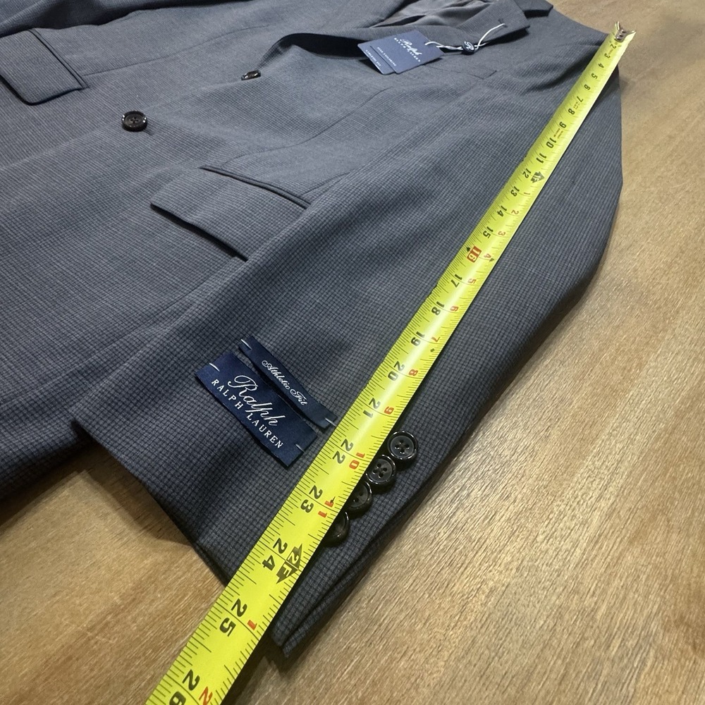 Men's Ralph Lauren Blazer 36r Athletic Fit‎ Gray Check Wool Stretch - Picture 8 of 16